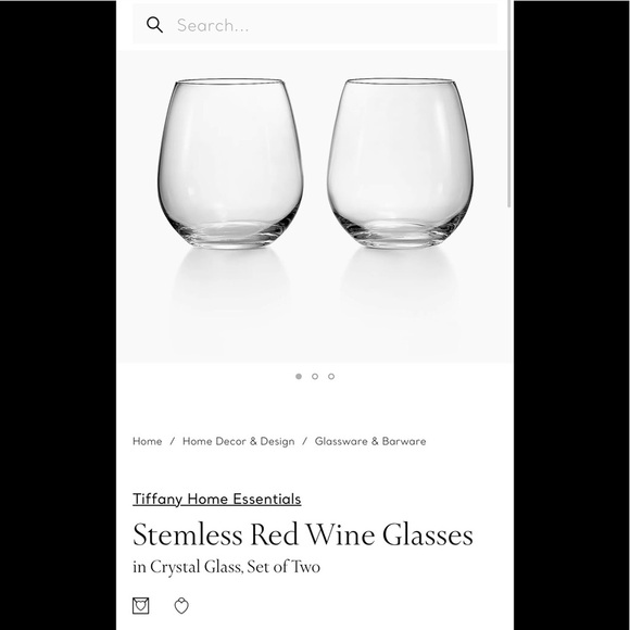 NWB Tiffany red wine glasses - set of 2 - Picture 1 of 9
